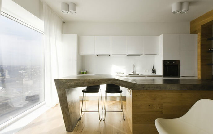Дизайн окна в пол на кухне