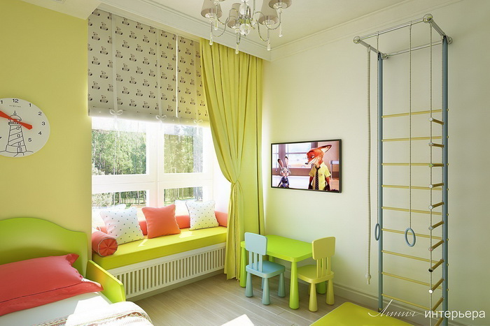 Интерьер в желтом стиле детской комнаты